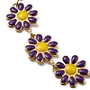 Enamel Daisy Link Chains Bracelet BJEW-P271-01G-04-2