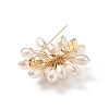 Synthetic Green Turquoise & Natural Pearl Braided Bead Flower Lapel Pin JEWB-TA00006-01-5