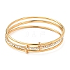 304 Stainless Steel Micro Pave Cubic Zirconia Triple Layers Bangles for Women BJEW-K271-03G-2