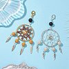 Woven Web/Net with Feather Glass Seed Beads Pendant Decorations HJEW-MZ00074-2