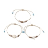 3Pcs Synthetic Turquoise and Natural Coconut Rondelle Beads Braided Bracelets for Women Men BJEW-JB11462-2