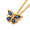 Rack Plating Brass Micro Pave Cubic Zirconia Butterfly Pendant Necklaces NJEW-H168-01G-2