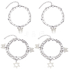 4Pcs 2 Styles Alloy Multi-strand Bracelets for Women BJEW-SC0001-59-1
