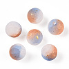 Frosted Baking Paint Crackle Glass Beads with Glitter Powder X1-DGLA-T004-6mm-01B-1