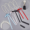 5Pcs 5 Colors ABS Plastic Pearl Round Beaded with Polyester Cord Pendant Necklaces for Women NJEW-CY0001-03-5