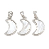 Rack Plating Brass Natural White Shell Pendants KK-U025-06P-01-1
