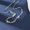 Brass Pave Clear Cubic Zirconia Bowknot and Hollow Moon Link Chain Necklaces NJEW-D348-02P-2