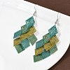 430 Stainless Steel Rhombus Dangle Earrings EJEW-A137-01P-01-3