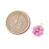 Dyed Natural Shell & Brass Round Beaded Flower Connector Charms PALLOY-JF03464-2