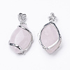 Natural Rose Quartz Pendants X-G-E423-03P-2