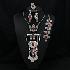 Oval Alloy with Resin Pendant Necklace & Stud Dangle Earring & Link Bracelet & Ring FS-WGB1F06-03-1