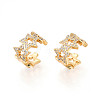 Brass Micro Pave Clear Cubic Zirconia Cuff Earrings KK-T074-35G-2