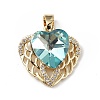 Real 18K Gold Plated Rack Plating Brass Micro Pave Clear Cubic Zirconia Pendants KK-C015-29G-11-1