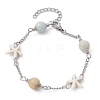 4Pcs 4 Style Natural Flower Amazonite & Synthetic Turquoise Beaded Link Chain Bracelets Set BJEW-JB09518-2