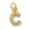 Initial Letter Brass with Cubic Zirconia Charms KK-Q814-26C-G-1