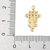 Brass Clear Cubic Zirconia Cross Connector Charms KK-Q028-33G-3