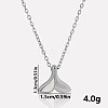 Luxury 304 Stainless Steel Pave Natural White Shell Whale Tail Pendant Necklaces EK0533-2-1