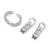 Ring Brass Micro Pave Clear Cubic Zirconia Fold Over Clasps KK-Z143-12P-2