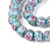 Handmade Lampwork Inner Flower Rondelle Beads Strands LAMP-T022-24E-3