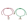 2Pcs Christmas Alloy Enamel Charm Bracelets BJEW-JB11229-2