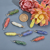 CHGCRAFT 10Pcs 10 Colors Synthetic Luminous Stone Double Terminal Pointed Dyed Pendants G-CA0001-71-4
