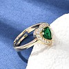 Brass Micro Pave Clear Cubic Zirconia Cuff Open Rings CU-CBA5C10-16G-2