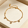 304 Stainless Steel Crystal Rhinestone Triple Heart Charm 2-Strand Anklets for Women WG509DE-01-3