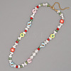 Christmas Theme Glass & Imitaiton Pearl & Brass Beaded Necklaces GF3195-4-1