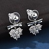 Brass Clear Cubic Zirconia Stud Earrings EJEW-D301-06P-04-1