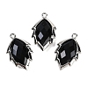 Natural Obsidian Faceted Leaf Pendants G-I375-04P-09-1