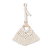 Handmade Macrame Nylon Thread Pendant Decorations with Wood Beads HJEW-P019-03A-1