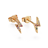 Brass Micro Pave Cubic Zirconia Flash Crawler Stud Earrings EJEW-F201-04G-1