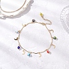 Handmade Evil Eye Lampwork & Stainless Steel Moon Tassel 304 Stainless Steel Curved Bar Link Chain Anklets for Women AJEW-AN00742-01-1