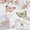 2Pcs 2 Styles Butterfly Alloy Enamel Charms Bookmarks with Chain AJEW-LP0004-24A-1