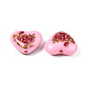 Flower Printed Opaque Acrylic Heart Beads SACR-S305-28-H03-3