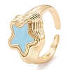 Brass Enamel Cuff Rings RJEW-I077-07G-2