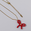 Glass Beaded Bowknot Pendant Necklaces LG8345-1-2