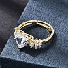 Brass Micro Pave Cubic Zirconia Cuff Open Rings CU-CBA5C10-08G-1