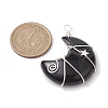 Natural Obsidian Copper Wire Wrapped Pendants PALLOY-JF02686-02-2