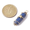 3Pcs 3 Styles Natural Lapis Lazuli Copper Wire Wrapped Pointed Pendants PALLOY-JF02460-03-3