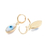 Shell & Synthetic Turquoise Horse Eye Dangle Leverback Earrings EJEW-N012-77-3