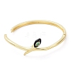 Enamel Snake Hinged Bangle with Cubic Zirconia BJEW-G673-02G-2