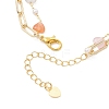Brass Paperclip Chain & Cat Eye Heart & Plastic Pearl Beaded Chain Double Layers Bracelets for Women BJEW-JB13567-4