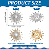 6Pcs 2 Colors Sun Alloy Rhinestone Brocches JEWB-FG0001-41-2
