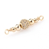 Brass Micro Pave Clear Cubic Zirconia Links Connectors PALLOY-JF00637-01-2