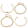 4Pcs 304 Stainless Steel Chain Bracelets & Cuff Bangles Sets for Women Men BJEW-F505-02G-2