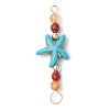 4Pcs 4 Colors Summer Beach Dyed Synthetic Turquoise Connector Charms PALLOY-JF03746-02-3