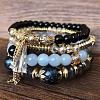 4Pcs Bohemian Style Acrylic Beaded Stretch Bracelet Sets for Women WGF9E90-04-1