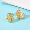 Brass Oval with Human Stud Earrings EJEW-F400-24A-G-2