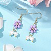 Natural Shell Pearl Beads & Glass Seed Dangle Earrings EJEW-MZ00310-05-1